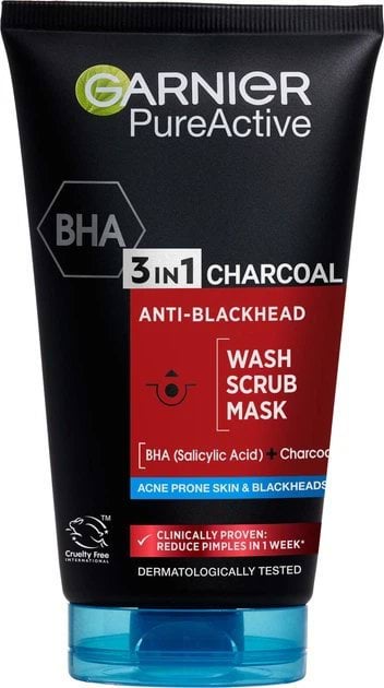 Гель для вмивання, скраб, маска Garnier Skin Naturals Чиста Шкіра Актив очищення, 150 мл