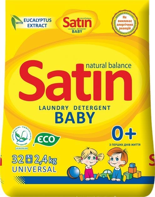 Satin Natural Balance порошок пральний для дитячого одягу, 2,4 кг