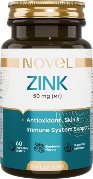 Novel вітаміни жувальні Цинк 50 мг зі смаком лохини №60