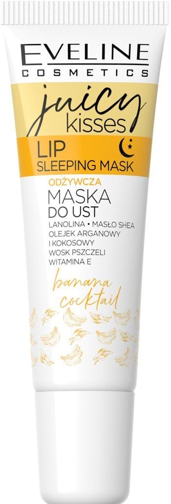 Маска для губ нічна EvelineJuicy Kisses живильна banana cocktail, 12 мл
