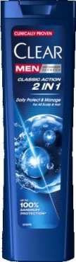 Шампунь Clear Classic Action 2 в 1 Щоденний захист та догляд 225 мл