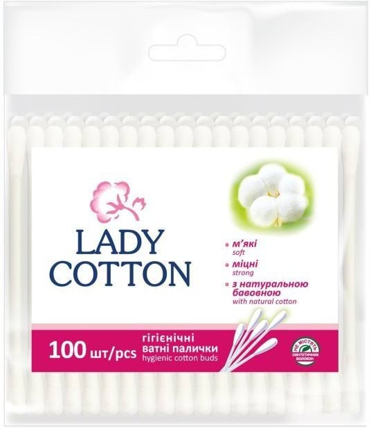 Палички ватні в поліетиленовому пакеті Lady Cotton 41203350 100 шт. (4820048487351A) shop