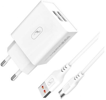 Сетевое зарядное устройство SkyDolphin SC30V: адаптер 2 x USB 2.1A 1 шт., кабель Micro USB 1 шт. фото 2