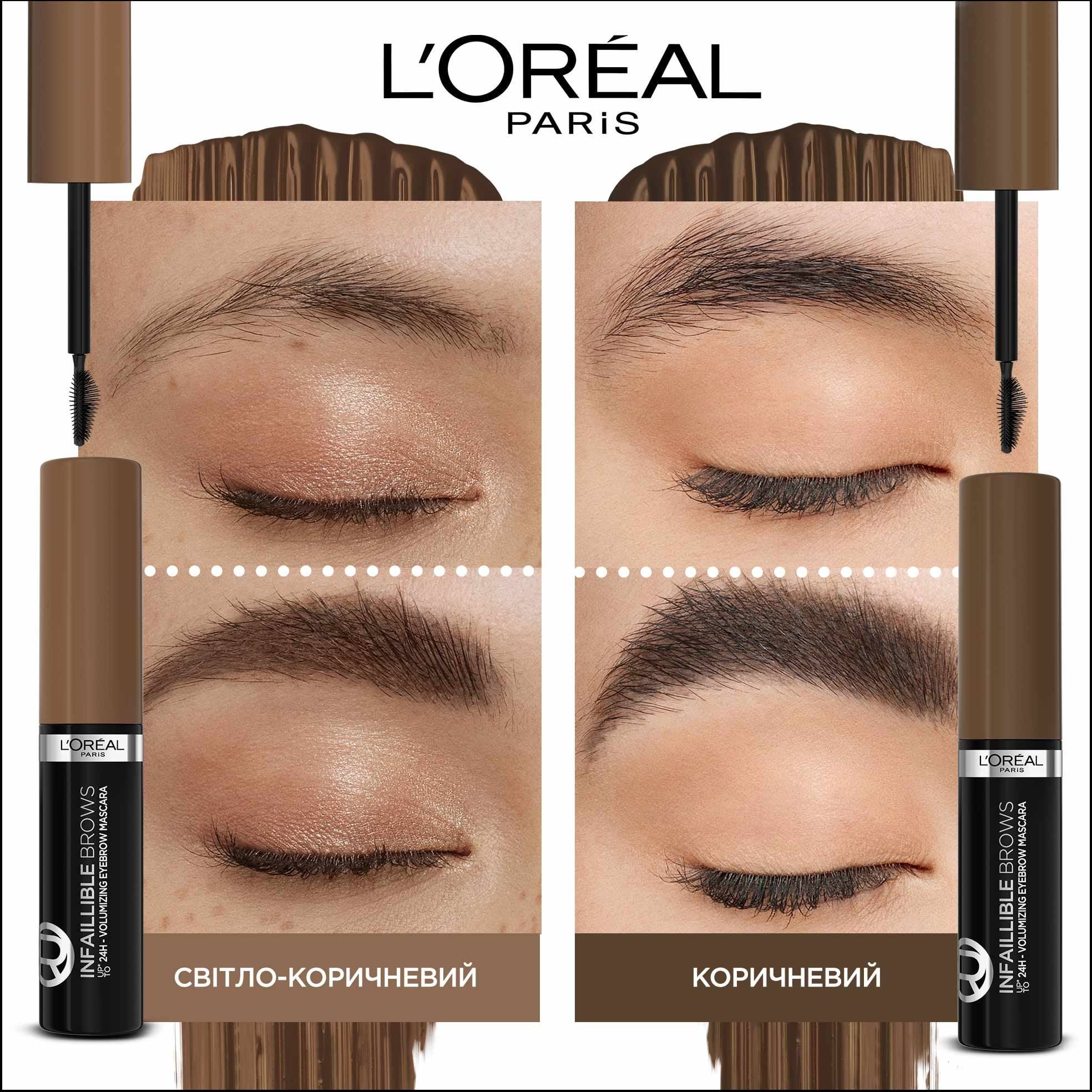 Туш для брів L'Oreal Paris Infaillible Brows об'ємна з ефектом до 24 годин світло-коричнева 4.9 мл фото 1