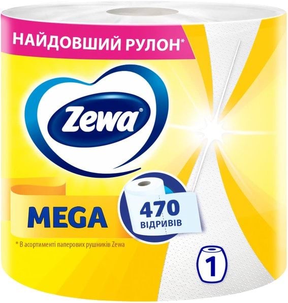 Паперові рушники Zewa Mega Roll 2 шари 470 відривів 1 рулон