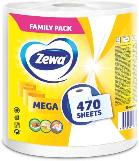 Паперові рушники Zewa Mega Roll 2 шари 470 відривів 1 рулон