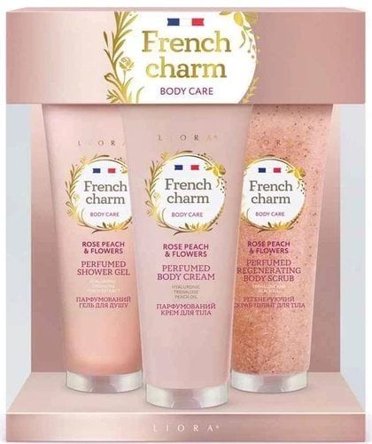 Liora набір Rose peach & flowers (гель д/душу,125мл+крем д/тіла,125мл+скраб,125мл), 1шт