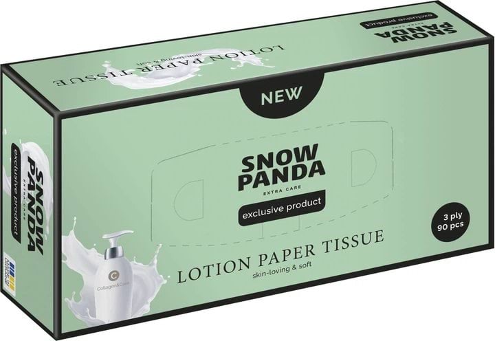 Серветки паперові Сніжна панда Extra Care Lotion з лосьйоном тришарові 90 листів
