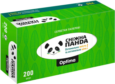 Серветки паперові Сніжна панда Оптіма двошарові 200 шт.