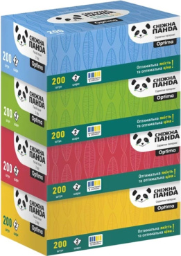 Серветки паперові Сніжна панда Оптіма двошарові 200 шт. фото 1