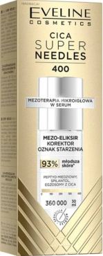 Мезо-еліксир коректор ознак старіння шкіри обличчя Eveline Cosmetics Cica Super Needles 400, 30 мл