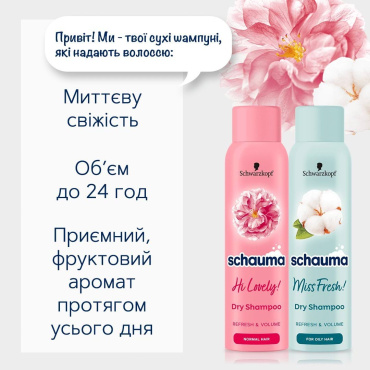 Сухий шампунь SCHAUMA Miss Fresh! для жирного волосся 150 мл фото 1
