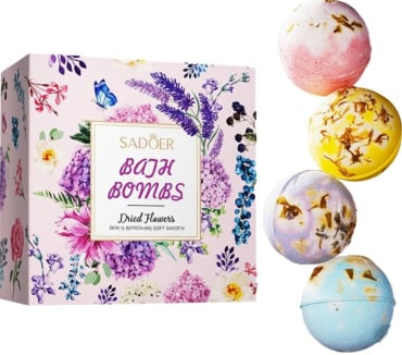 Набор бомбочек для ванны Sadoer Both Bombs с солью и сушеными цветами 4 шт. х 100 г