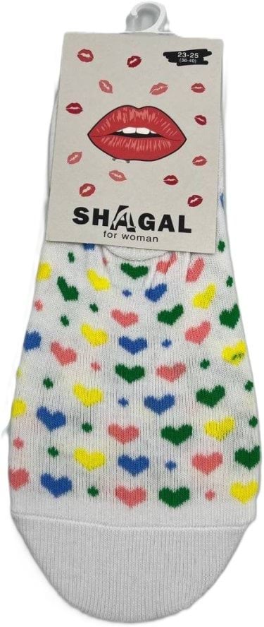 Shagal шкарпетки жін. короткі з малюнком "Дрібні серця" і резинкою рюш р. 23-25, білий