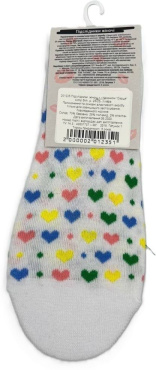 Носки Shagal женские короткие с рисунком мелкие сердца и резинкой рюш цвет белый р. 23-25 фото 1
