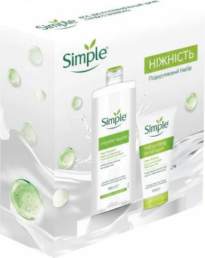 Подарочный набор Simple Нежность женский: мицеллярная вода 400 мл, гель для умывания 150 мл