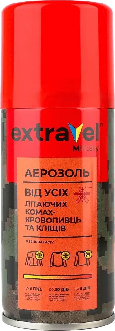 Extravel Military аерозоль від усіх літаючих комах-кровопивць і кліщів, 125мл