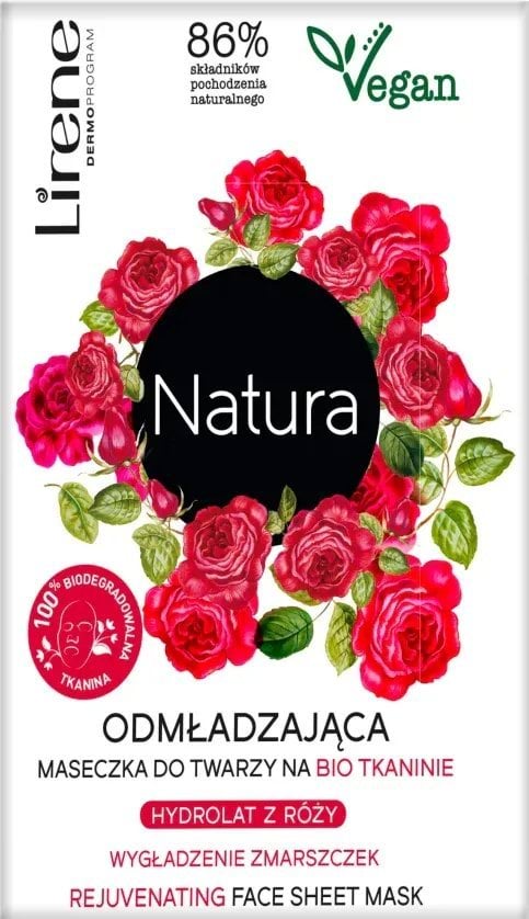 Lirene маска д/обличчя тканинна омолоджуююча з гідролатом троянди, 17г