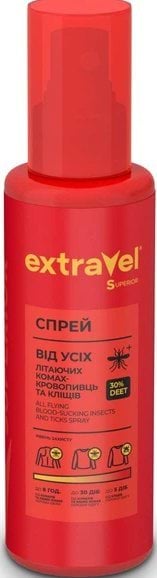 Спрей от всех летающих кровососущих насекомых и клещей Extravel Superior 100 мл