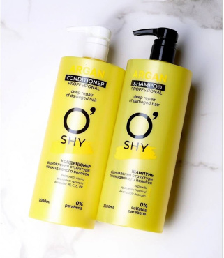 Шампунь O'Shy Argan Professional Shampoo Відновлення структури пошкодженого волосся безсульфатний 400 мл фото 1