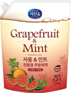 Мийний засіб Mukunghwa Kitchen Soap Grapefruit&Mint Dishwashing Detergent для посуду, овочів, фруктів і дитячих пляшечок грейпфрут і м'ята 1.2 л