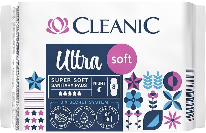 Cleanic прокладки гігієнічні Ultra Soft нічні, 8 шт