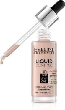 Тональная основа для лица Eveline Liquid Control 002 Soft Porcelain Niacynamid 32 мл фото 1