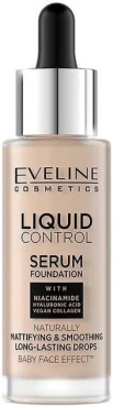 Тональна основа для обличчя Eveline Liquid Control 010 Light Beige Niacynamid 32 мл
