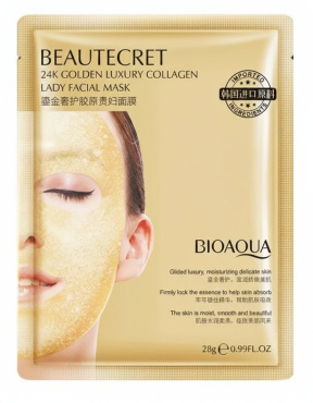 Маска для обличчя BIOAQUA BeautySecret Golden Luxury Collagen Mask гідрогелева колагенова з біозолотом 28 г