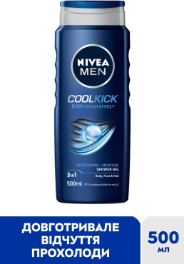 Гель для душа NIVEA MEN Заряд прохлады 3 в 1 для тела, лица и волос 500 мл