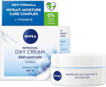 Денний крем NIVEA SPF 15 Інтенсивне зволоження 24 години освіжаючий для нормальної шкіри 50 мл