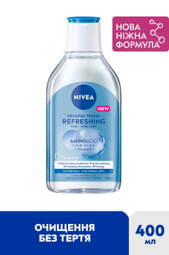 Освіжаюча міцелярна вода NIVEA для нормальної шкіри обличчя, очей та губ 400 мл фото 2