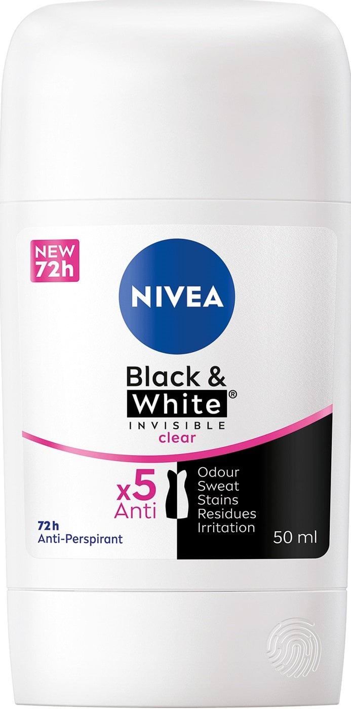 Дезодорант-стік Nivea Clear Чорне та біле невидимий жіночий 50 мл