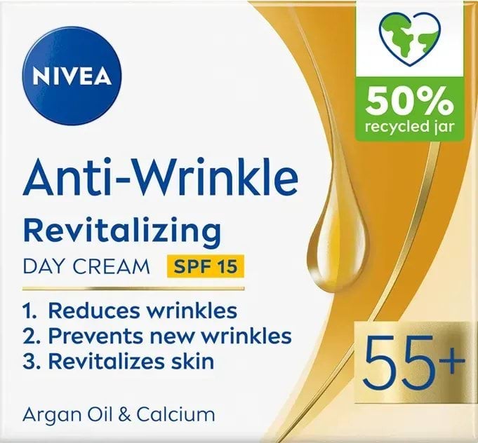 Денний крем проти зморщок NIVEA + ревіталізація 55+ 50 мл