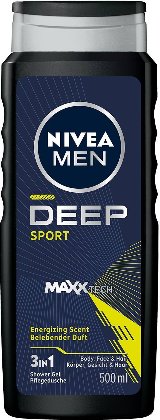 Гель для душу NIVEA MEN Deep Sport Maxxtech Shower Gel 3 в 1, 500 мл