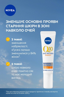 Крем восстанавливающий для кожи вокруг глаз NIVEA Q10 Energy против морщин 15 мл фото 1