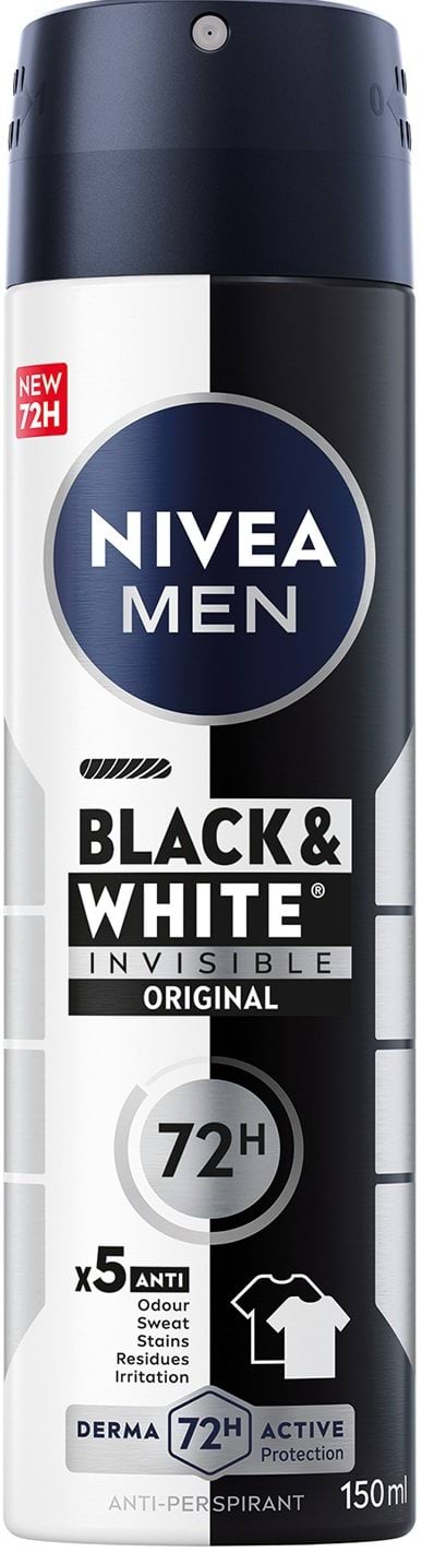 Антиперспірант NIVEA Чорне та Біле невидимий: класичний спрей 150 мл