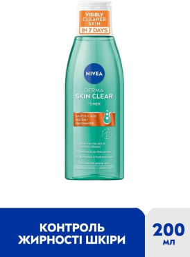 Тонік для обличчя NIVEA Derma Skin Clear Нормалізуючий 200 мл