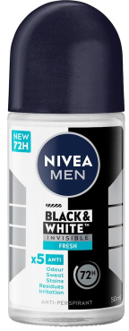 Антиперспирант NIVEA MEN Черное и Белое невидимый: свежий роликовый 50 мл