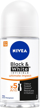 Aнтиперспірант NIVEA Чорне та Біле невидимий: ULTIMATE 50 мл IMPACT кульковий 50 мл