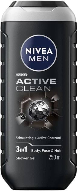 Гель для душу NIVEA MEN Активне очищення 3 в 1 для тіла, обличчя та волосся 250 мл