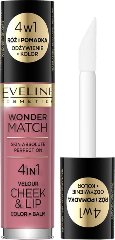 Помада-рум'яна Eveline Wonder Match Velour 4 In 1 Cheek & Lip рідка №04, 4.5 мл