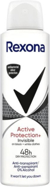 Антиперспірант аерозоль Rexona Активний захист і невидимість на чорному і білому одязі 150 мл