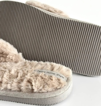 Тапочки домашние женские Twins HS меховые перекрестки beige (X) размер 36/37 фото 4