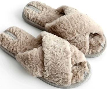 Тапочки домашние женские Twins HS меховые перекрестки beige (X) размер 36/37 фото 5