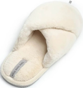 Капці домашні жіночі Twins HS-LUX хутрянi перехрест milk (X) розмір 40 фото 2