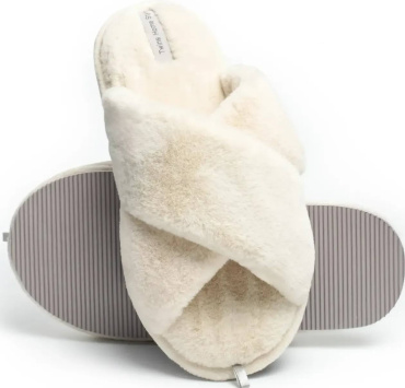 Капці домашні жіночі Twins HS-LUX хутрянi перехрест milk (X) розмір 40 фото 3