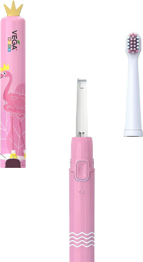 Электрическая детская звуковая зубная щетка VEGA kids vk-500p розовая фото 3