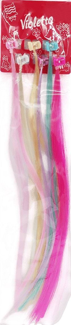 Пасма для волосся на кліпсах Violetta різнокольорові 6 шт