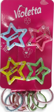 Набор для волос детский Violetta заколки-хлопушки + резинки 1 шт.